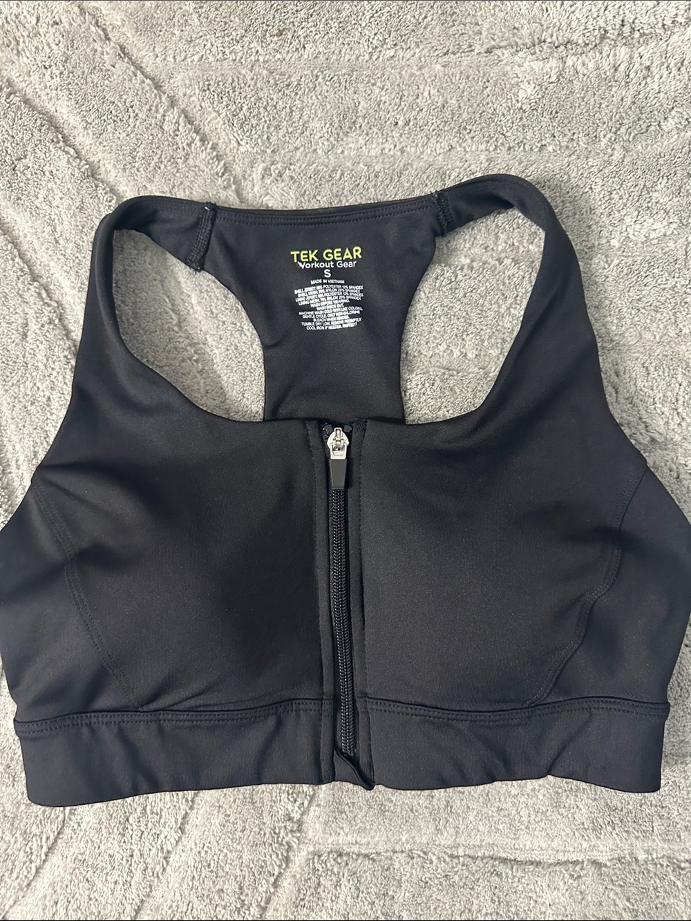 tek gear Black Front-Zip Racerback Sports Bra